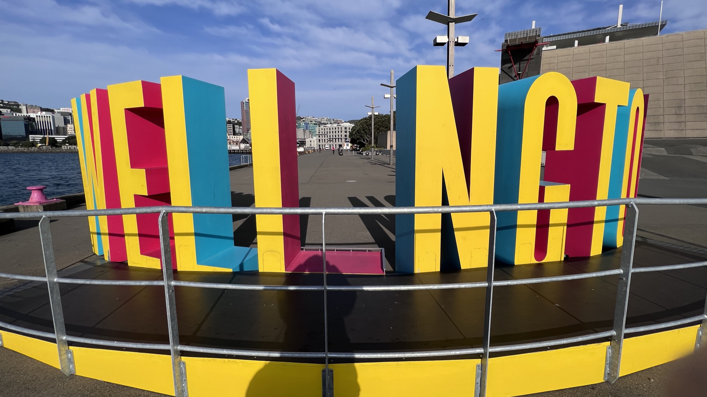 Colourful Wellington waterfront sign